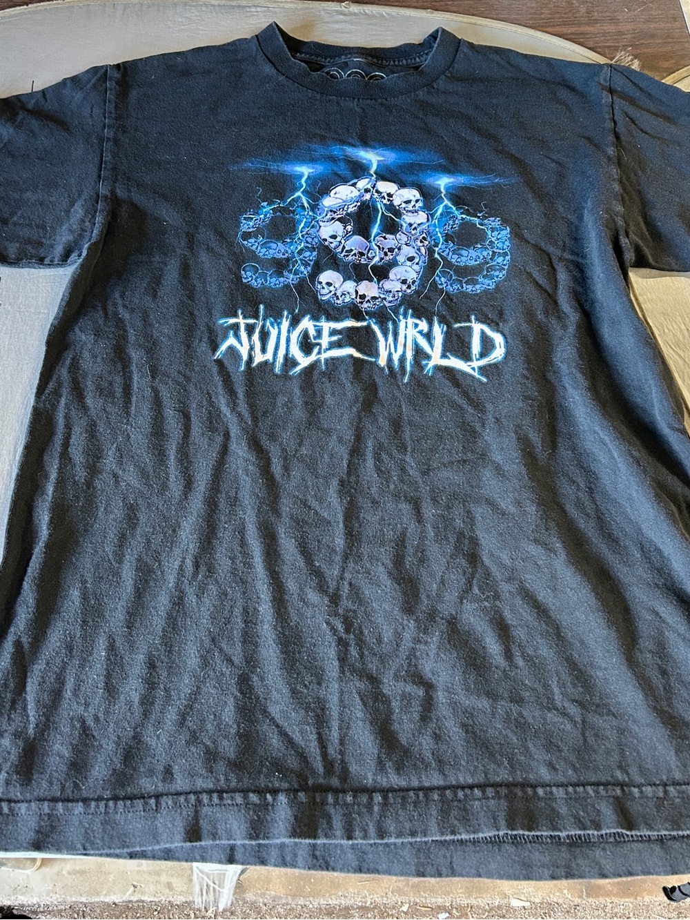 999 Club by Juice WRLD Lightning No Vanity Skulls Spell Out Black T-Shirt Size M